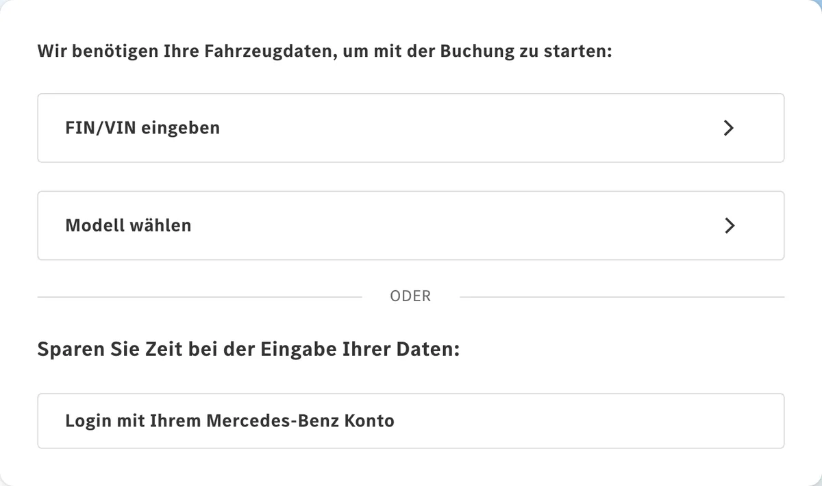 Online-Terminbuchung von Mercedes-Benz, öffnet in neuem Tab