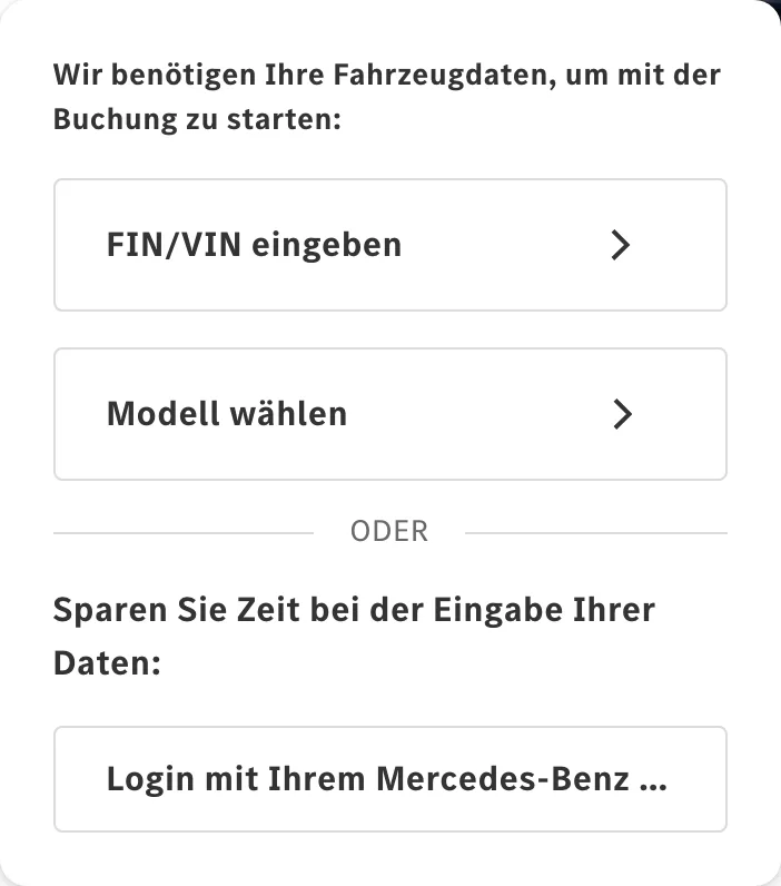 Online-Terminbuchung von Mercedes-Benz, öffnet in neuem Tab